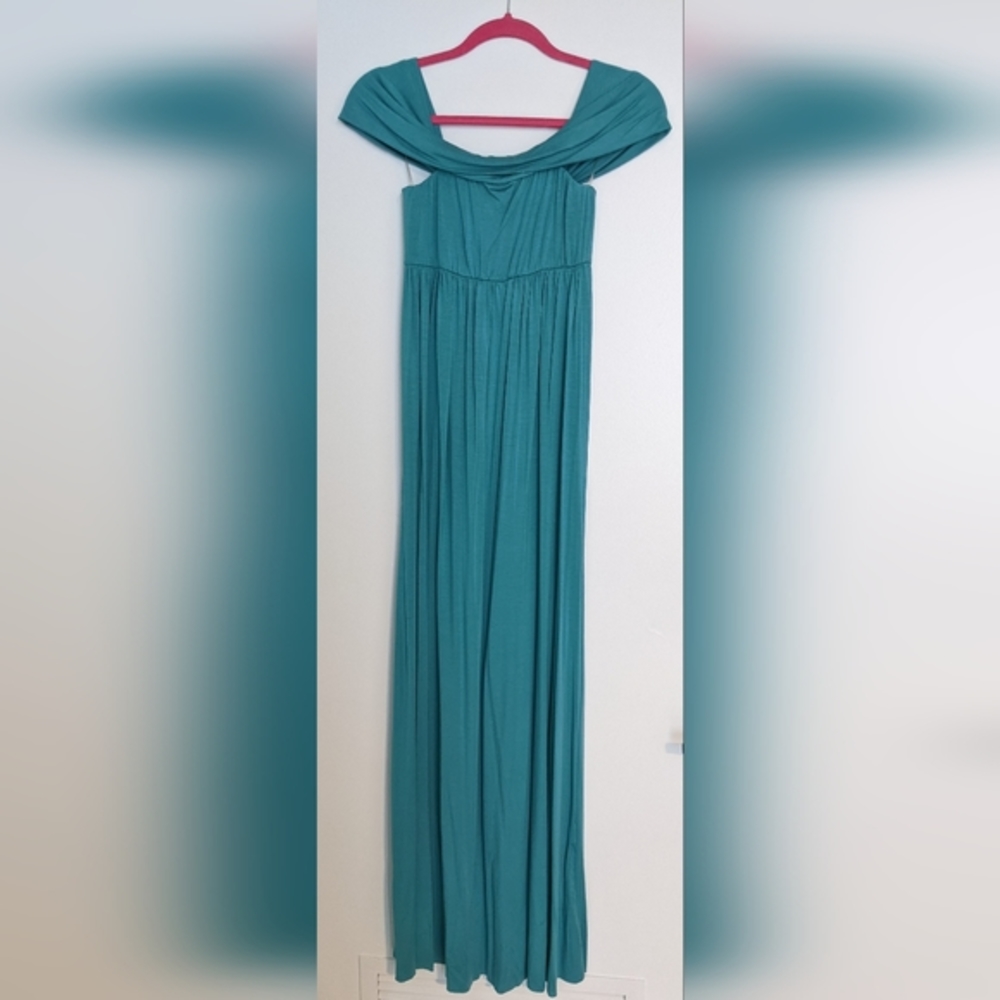 Rachel Pally Teal Off-Shoulder Maxi Dress